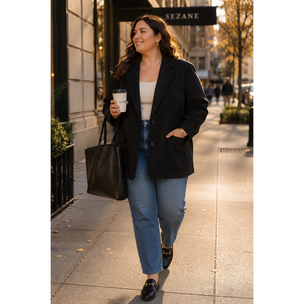 Old Navy Relaxed Wool-Blend Blazer Black Jack XXL Oversized‎ Jacket 413780-05
